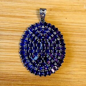 $96  Designer Estate Drop Pendant Reversible   Sterling Silver  Marked D'Joy 925